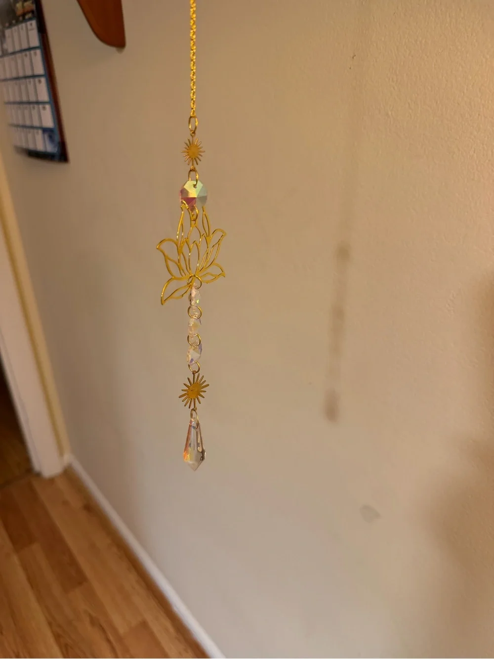 “Gold” Lotus and Crystals charm